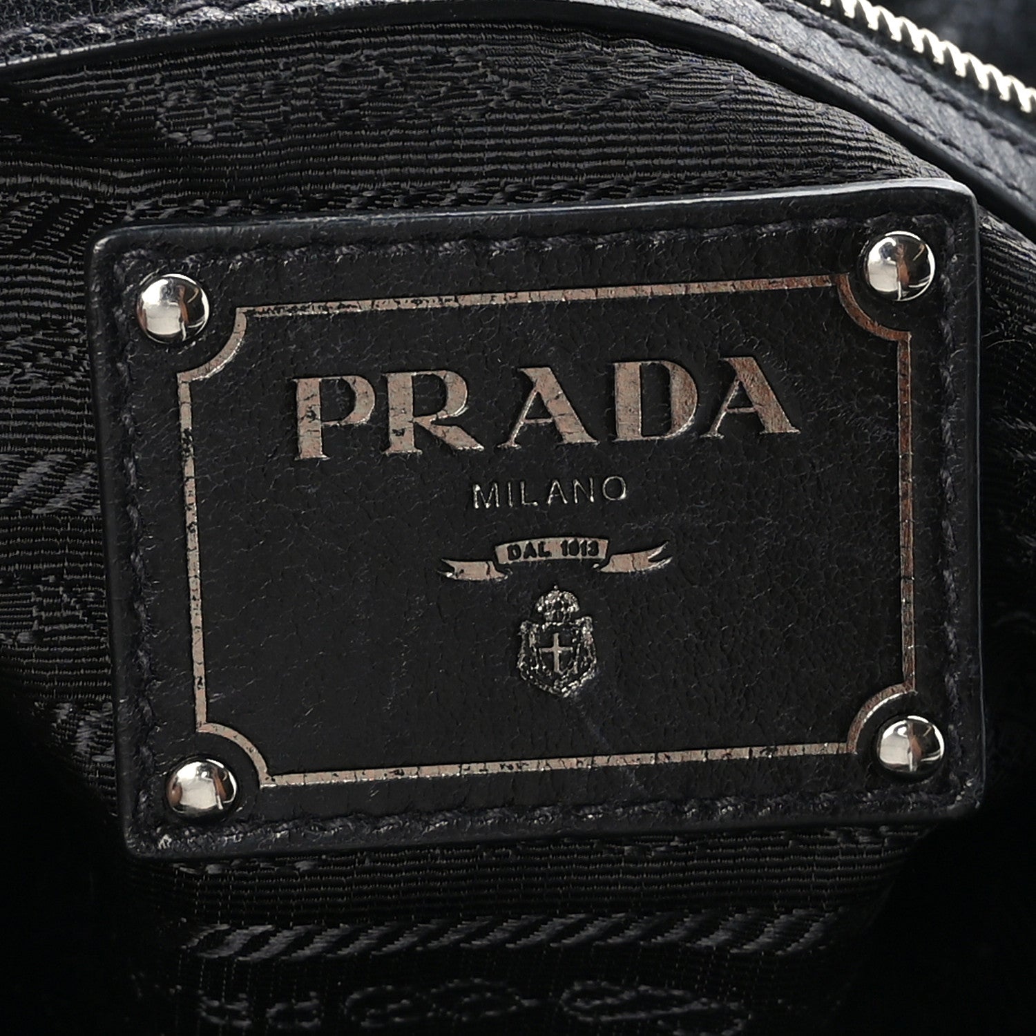 Prada Glace Calf Tessuto Nylon Shoulder Bag Black 5 of 7