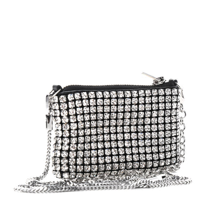 Alexander Wang Mesh Crystal Rhinestone Nano Heiress Shoulder Bag Black Silver 3 of 10