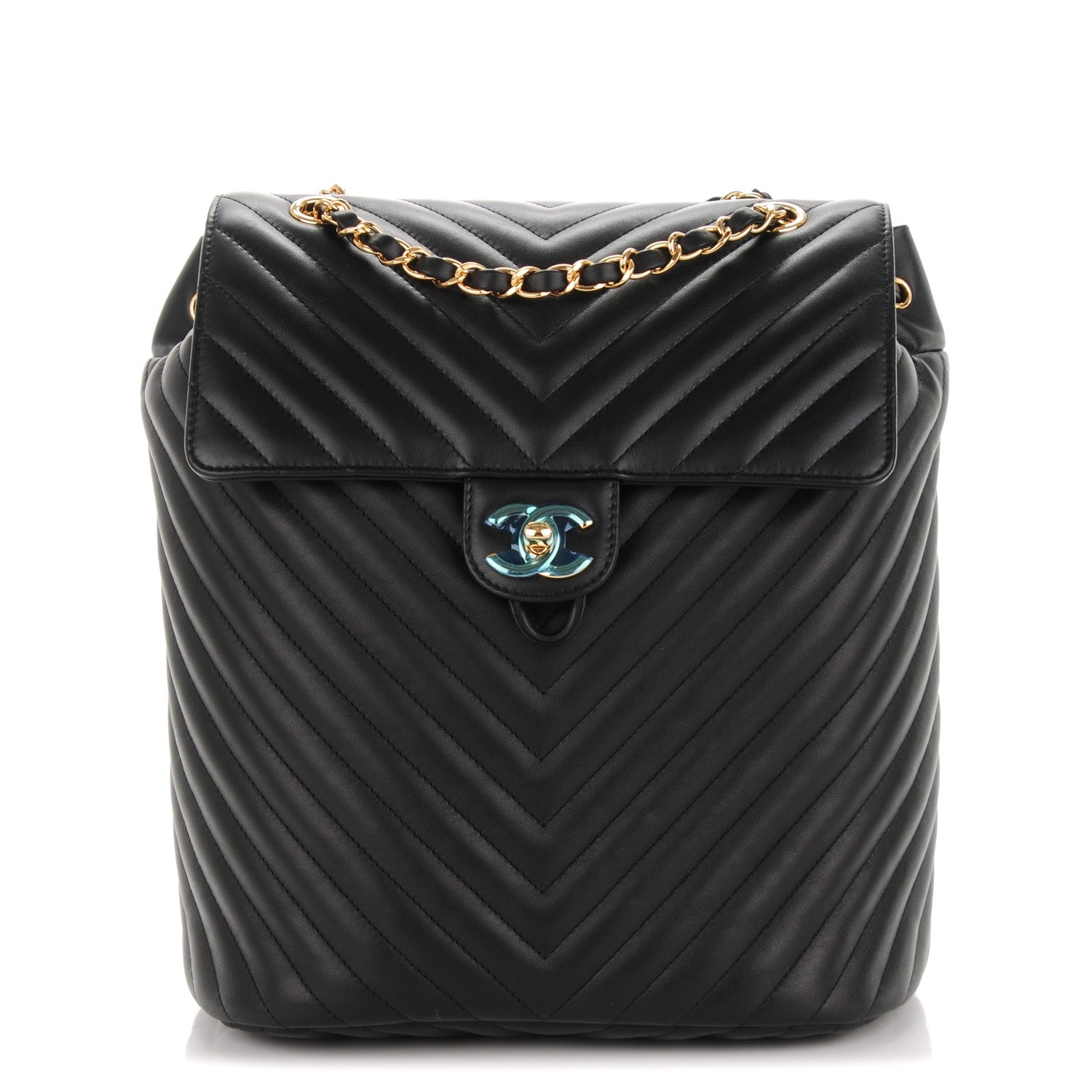 Chanel Calfskin Chevron Quilted Large Urban Spirit Backpack Black 1 of 7