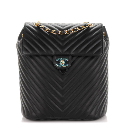 Chanel Calfskin Chevron Quilted Large Urban Spirit Backpack Black 1 of 7