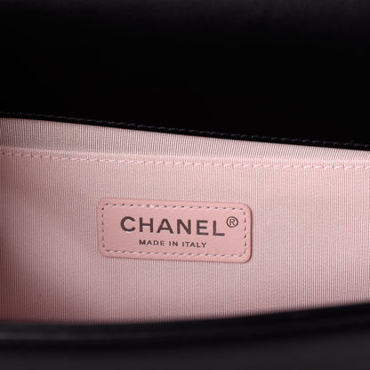 Chanel Calfskin Pearl Chevron Medium Boy Flap Black 6 of 10