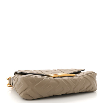 Fendi Nappa FF 1974 Embossed Mini Baguette Dove Gray 4 of 13