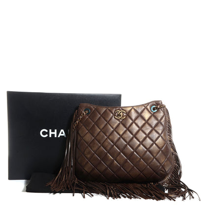 Chanel Calfskin Into The Fringe Hobo Brown 9 of 9