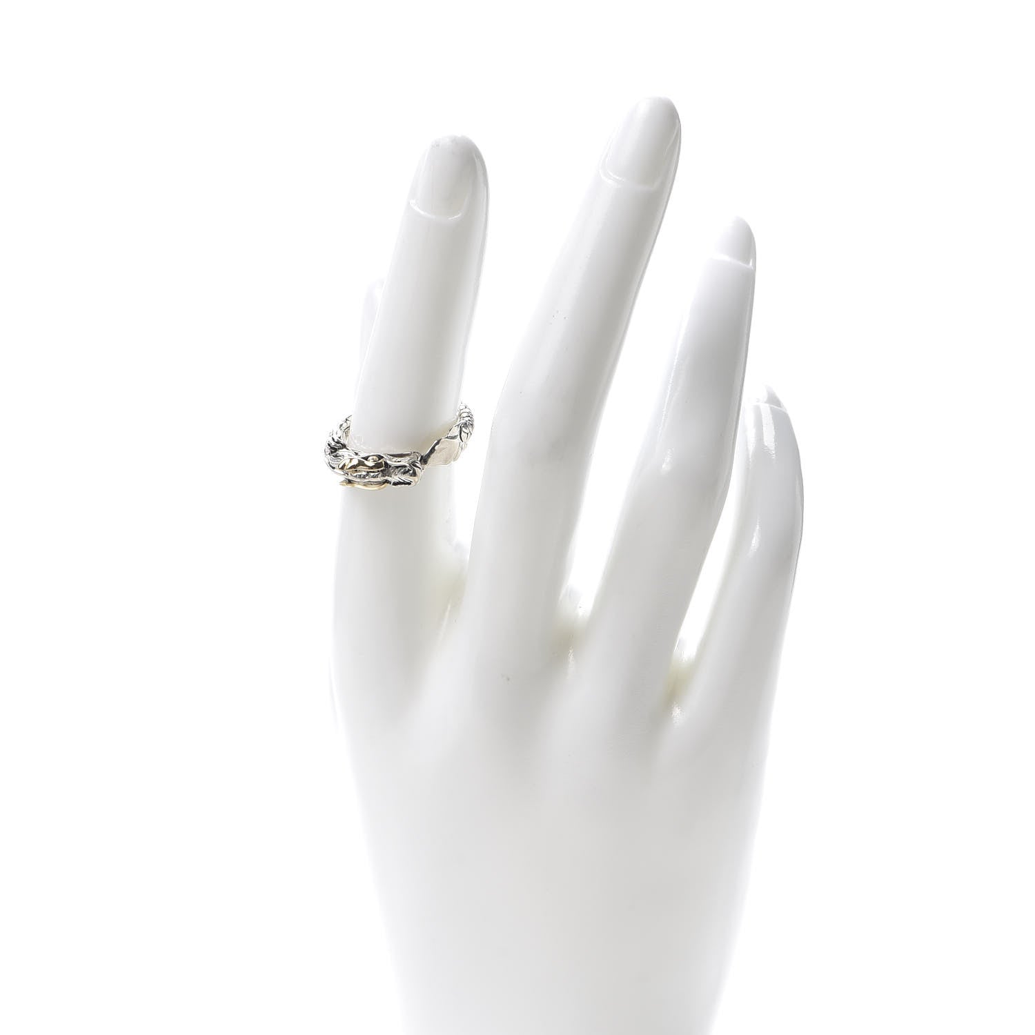 John Hardy Sterling Silver 18K Yellow Gold Legends Naga Dragon Head Ring 54 7 2 of 5