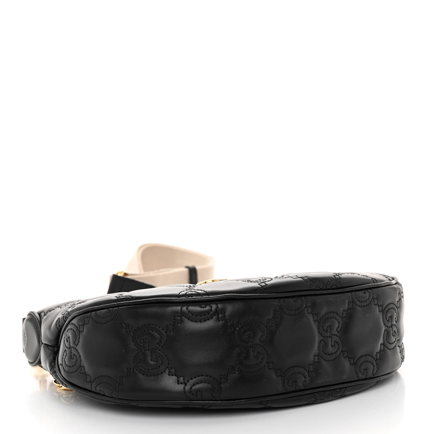 Gucci Calfskin GG Matelasse Small Hobo Shoulder Bag Black Natural 4 of 9