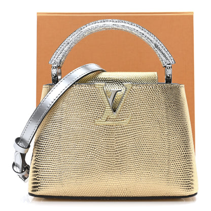 Louis Vuitton Metallic Lizard Capucines Mini Silver Gold 10 of 10