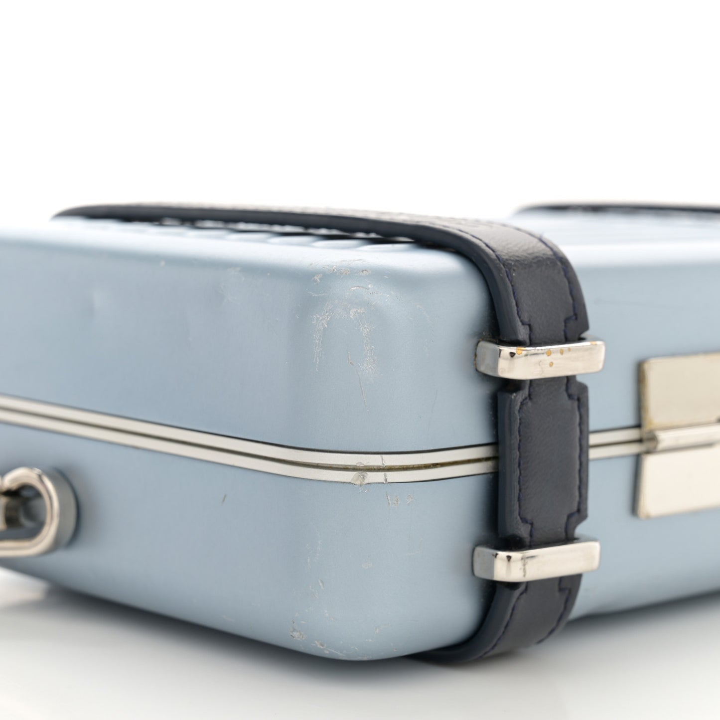 X RIMOWA Aluminum Personal Clutch On Strap Bleu