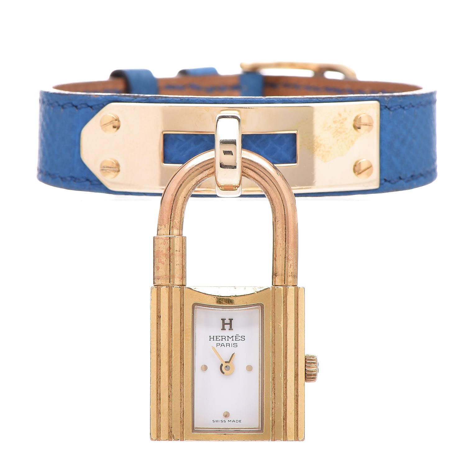 Hermes Stainless Steel Courchevel 20mm Kelly Cadena Quartz Watch Bleu France 1 of 7