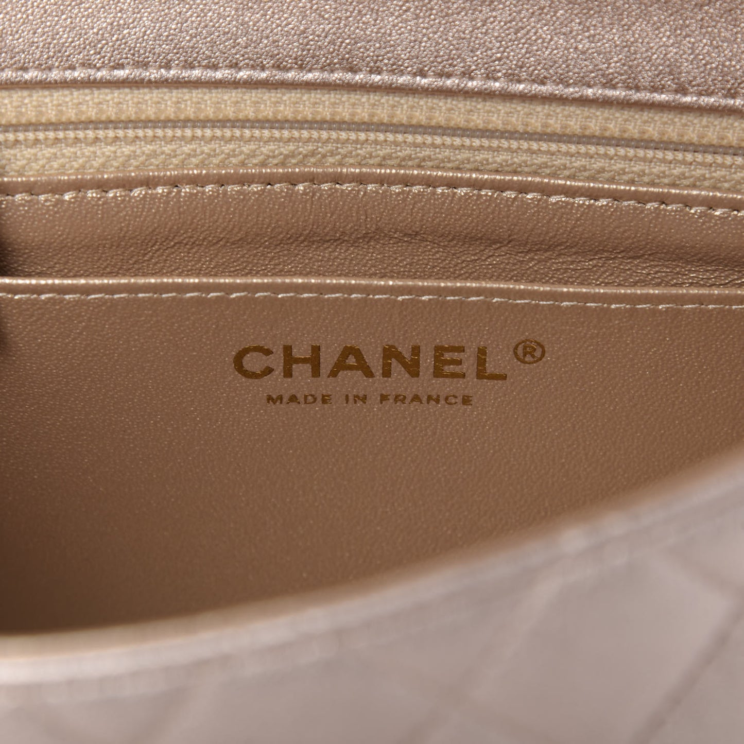 Metallic Lambskin Quilted Mini Square Flap Gold
