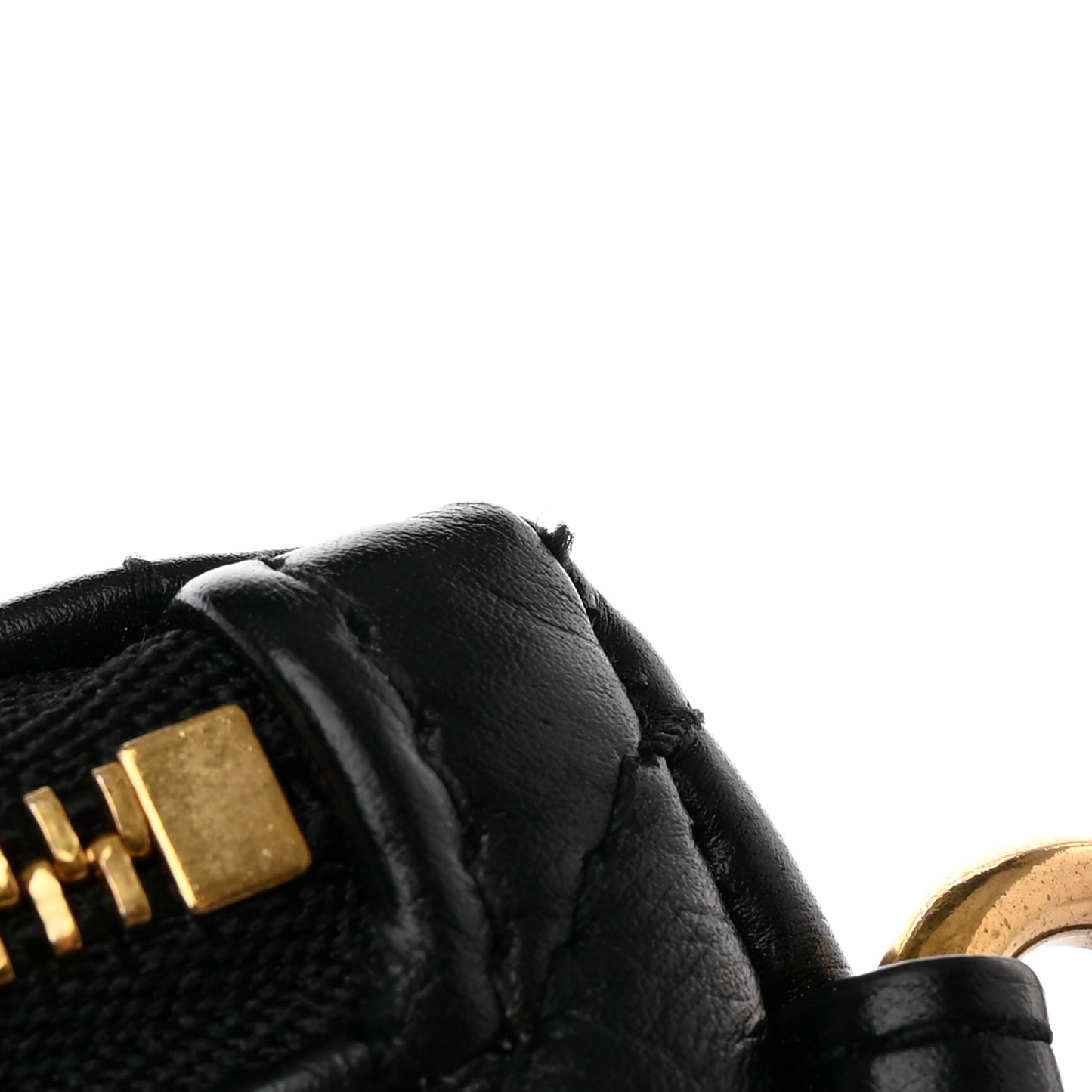 Supple Calfskin Cannage Caro Half-Moon Coin Purse Black