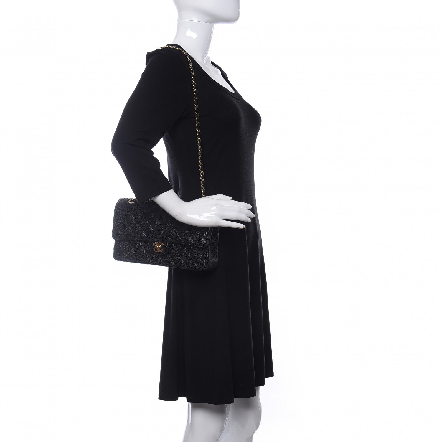 Chanel Caviar Quilted Medium Double Flap Black 2 of 10