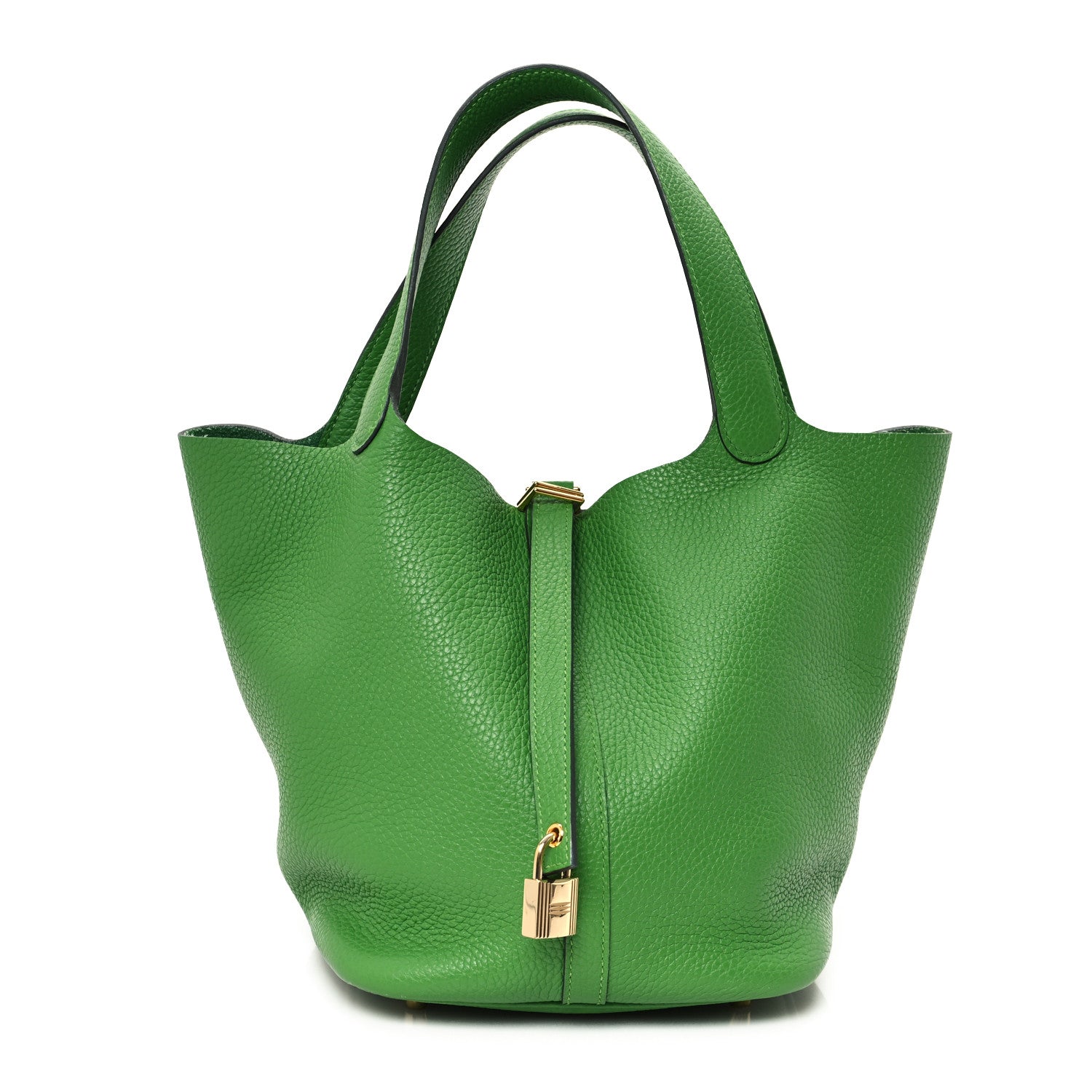 Hermes Taurillon Clemence Picotin Lock 22 MM Vert Yucca 1 of 10