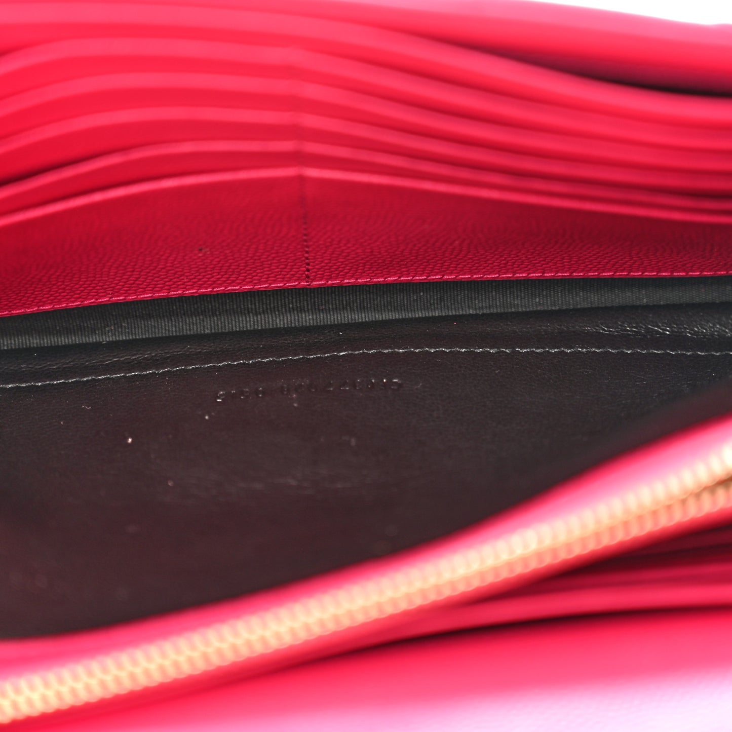 Grain De Poudre Matelasse Chevron Monogram Chain Wallet Lipstick Fuchsia