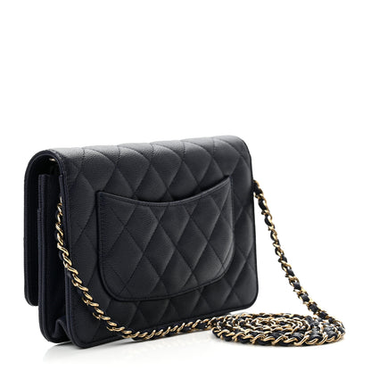 Chanel Caviar Quilted Wallet On Chain WOC Navy Blue 3 of 12