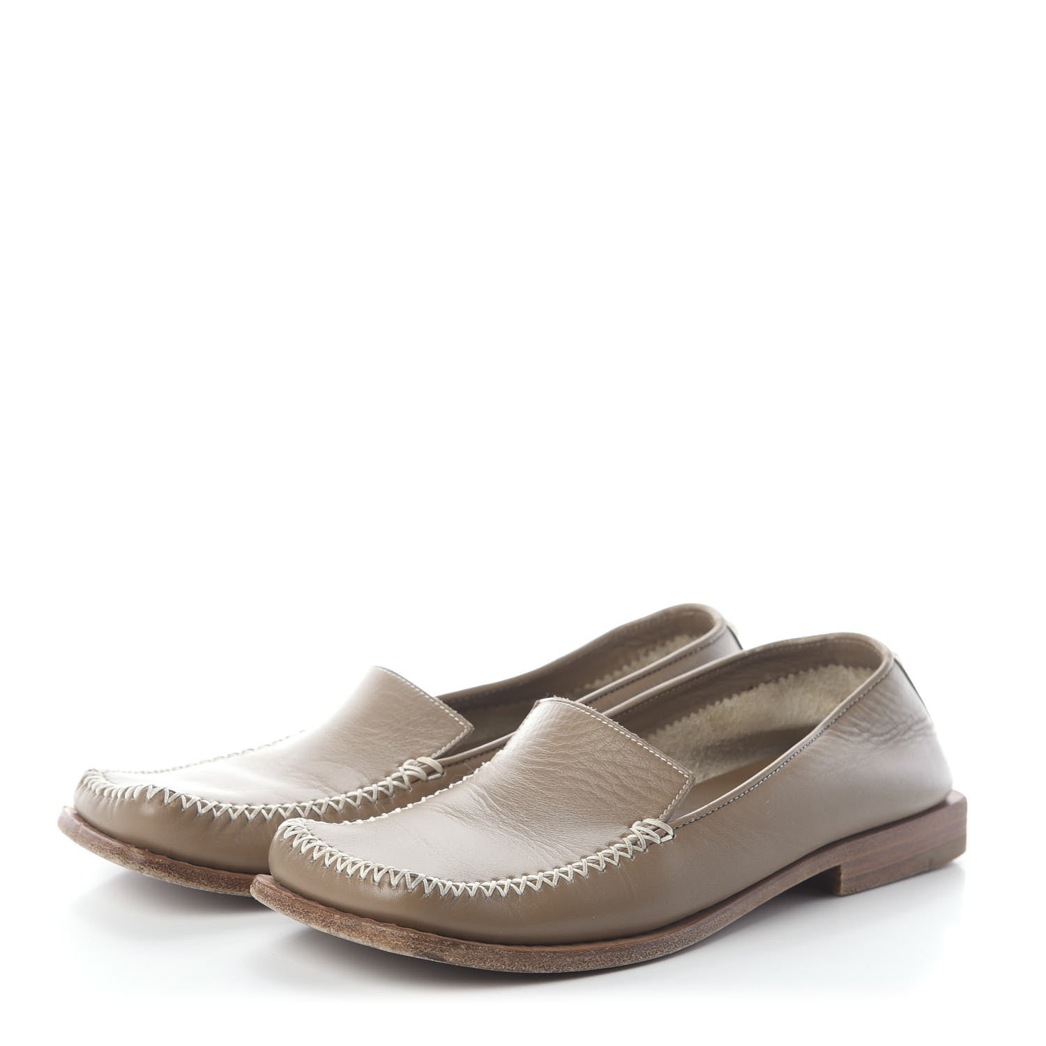 Louis Vuitton Calfskin Square Toe Loafers 36.5 Taupe 3 of 8