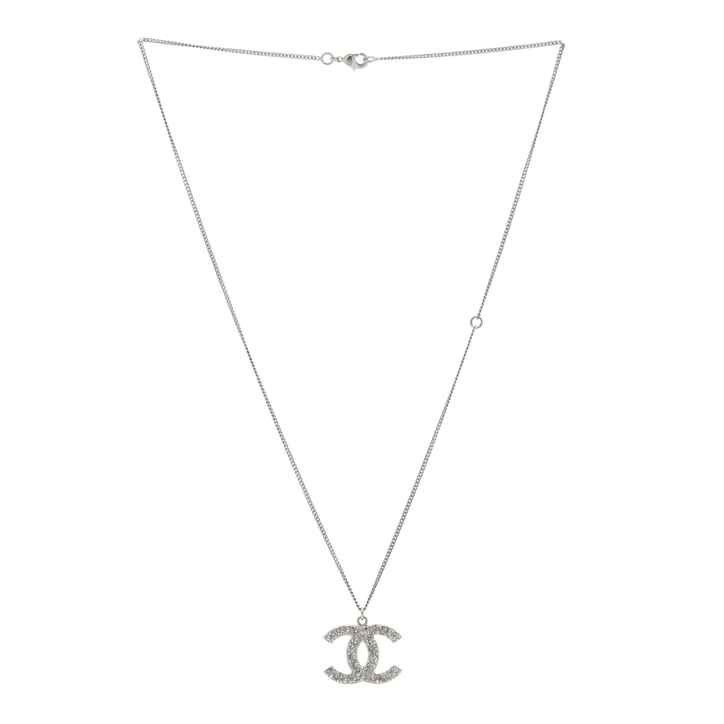 Crystal CC Pendant Necklace Silver