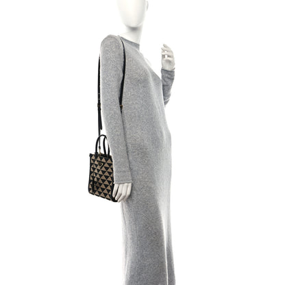 Prada Jacquard Saffiano Triangolo Symbole Embroidered Mini Tote Black Corda 2 of 10