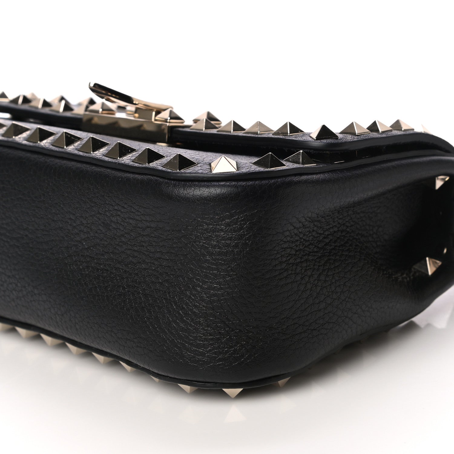 Valentino Garavani Grainy Calfskin Small Rockstud Top Handle Bag Black 10 of 10