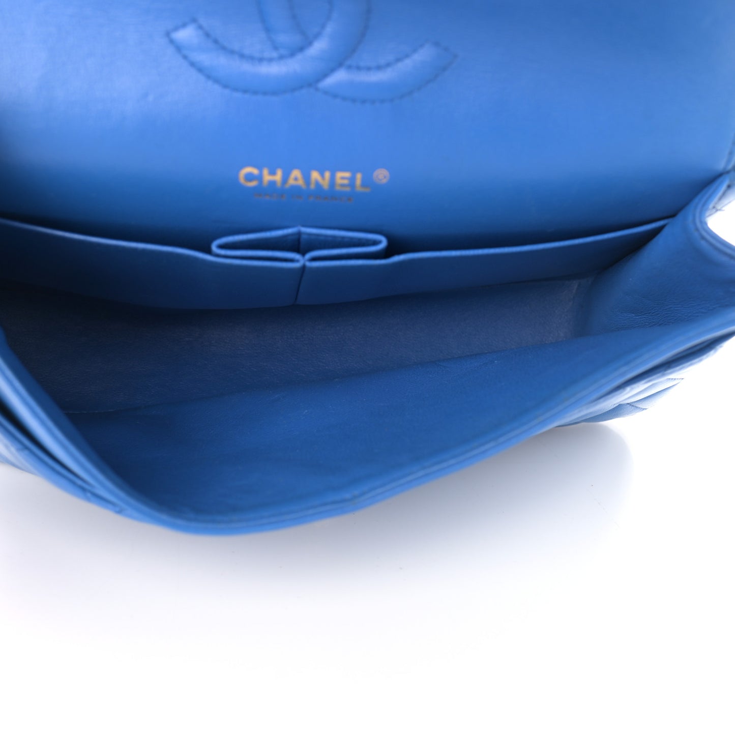 Lambskin Quilted Medium Double Flap Blue