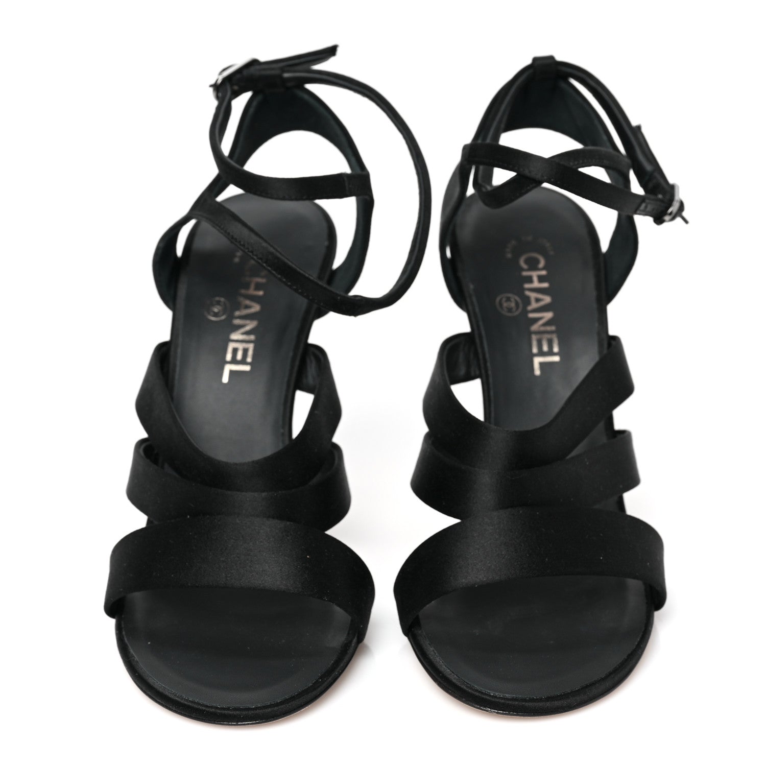 Chanel Satin Crystal Snake Sandals 40.5 Black 2 of 7