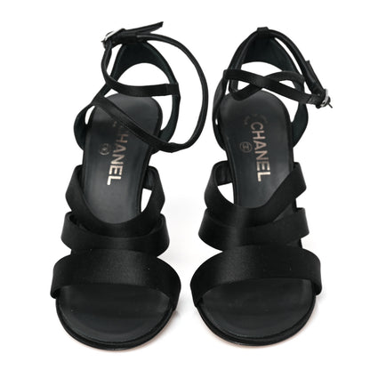 Chanel Satin Crystal Snake Sandals 40.5 Black 2 of 7