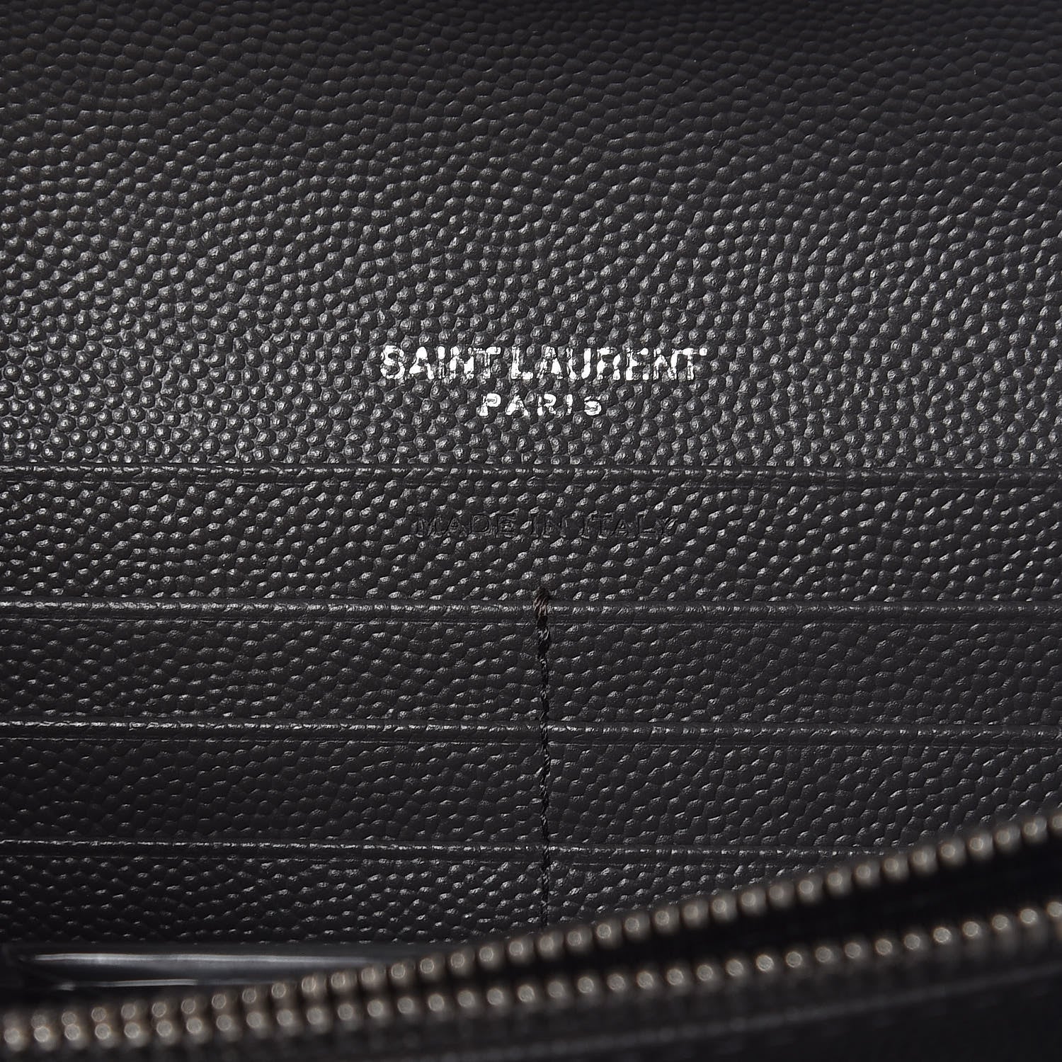 Saint Laurent Grain De Poudre Matelasse Large Monogram Flap Wallet Grey Dove White 7 of 9