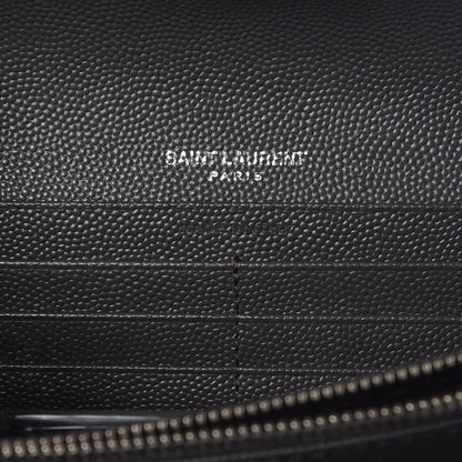 Saint Laurent Grain De Poudre Matelasse Large Monogram Flap Wallet Grey Dove White 7 of 9