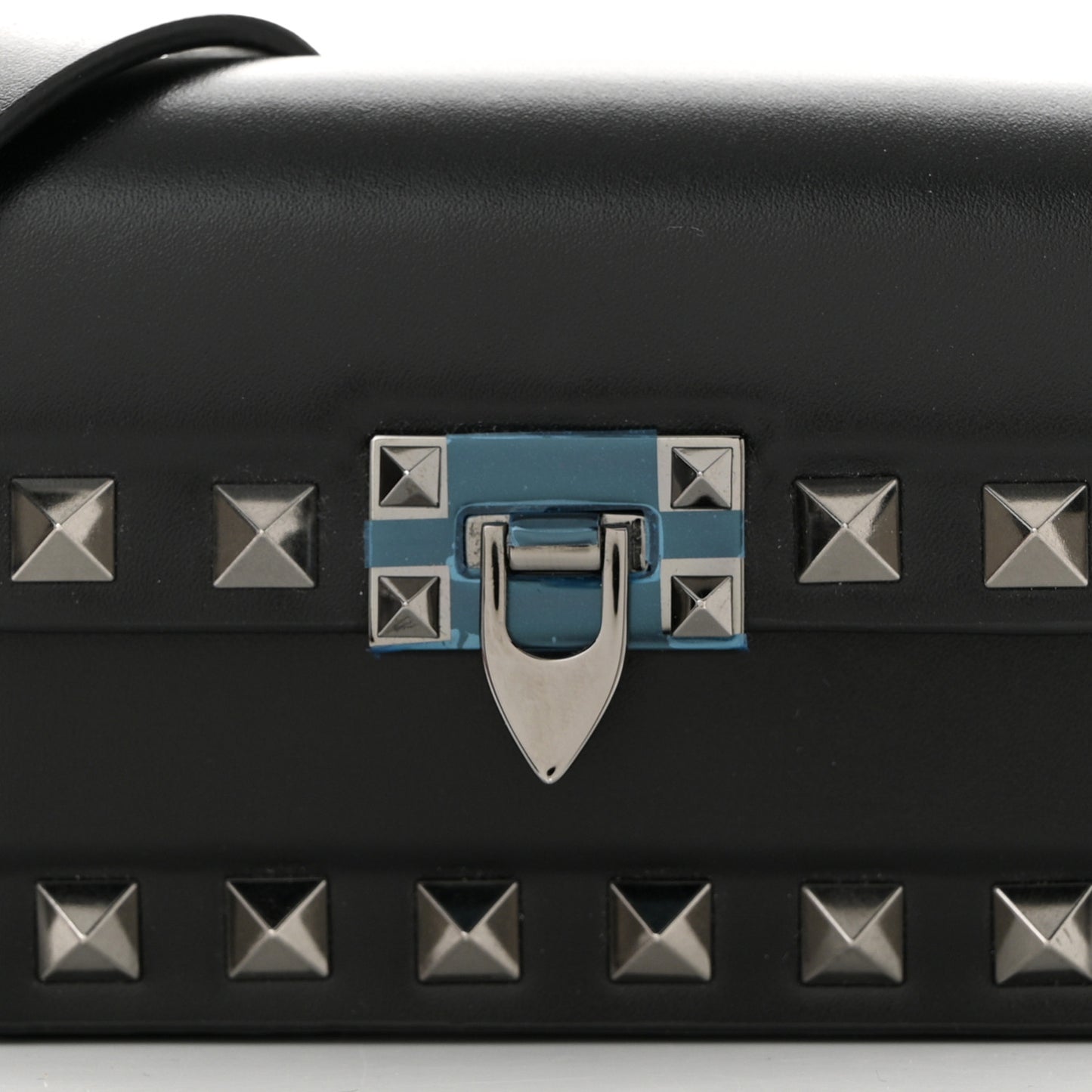 Vitello Mini Rockstud Flip Lock Shoulder Bag Black