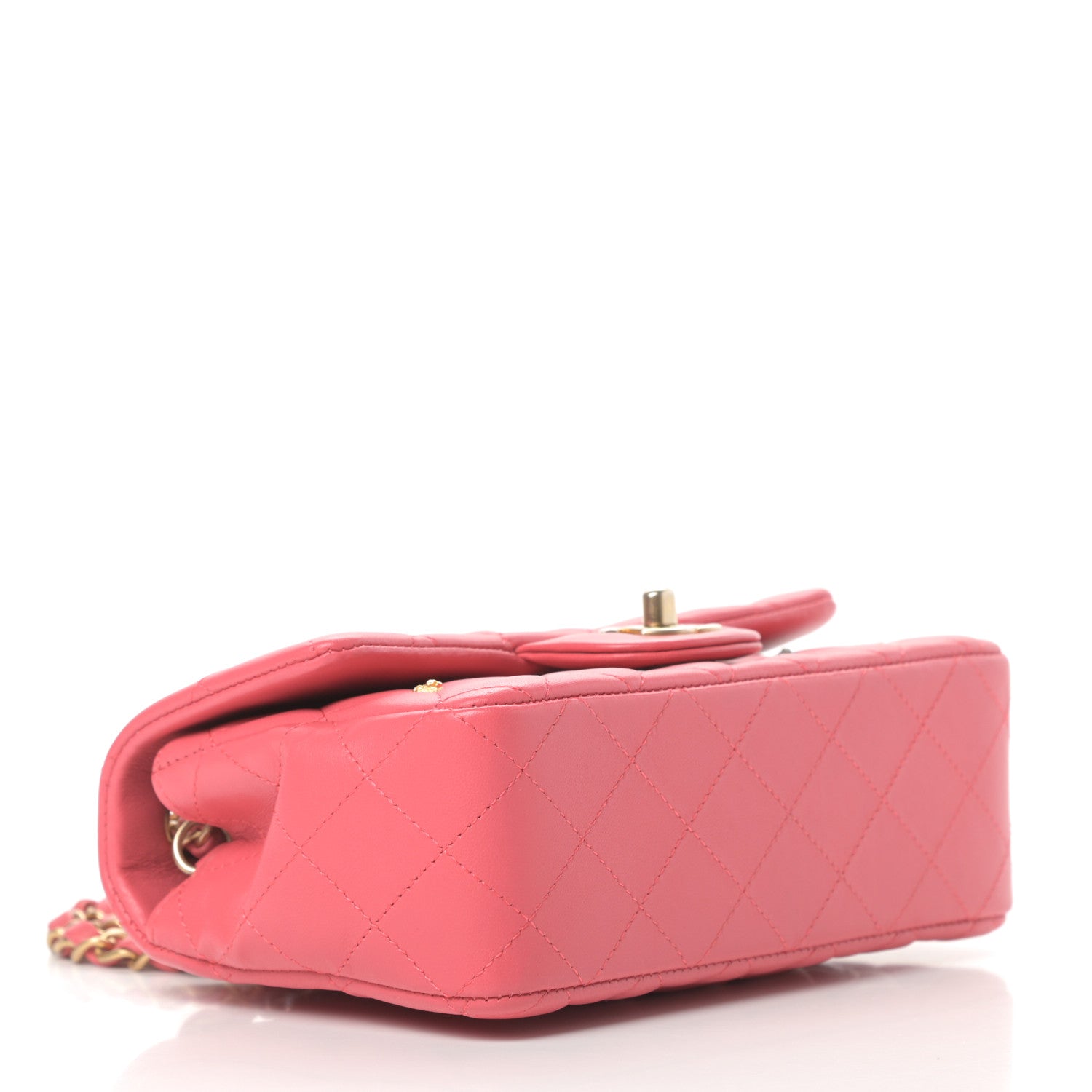 Chanel Lambskin Quilted Studded Mini Rectangular Flap Pink 4 of 11