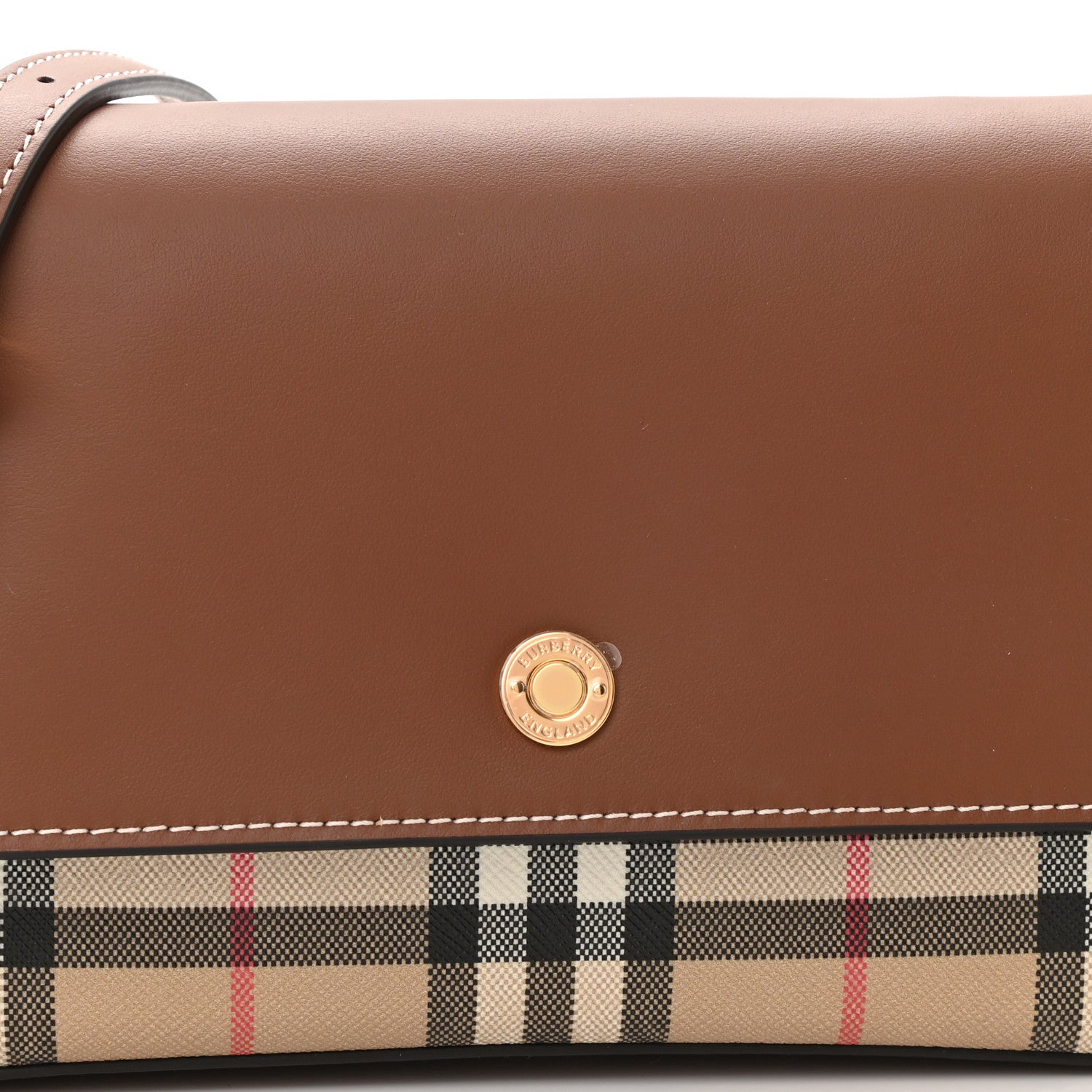 Burberry Calfskin Vintage Check Penny Bag Archive Beige Tan 9 of 12
