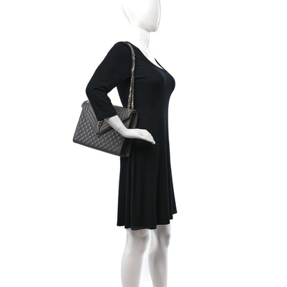 Saint Laurent Grain De Poudre Textured Mixed Matelasse Large Triquilt Monogram Satchel Earth 2 of 9