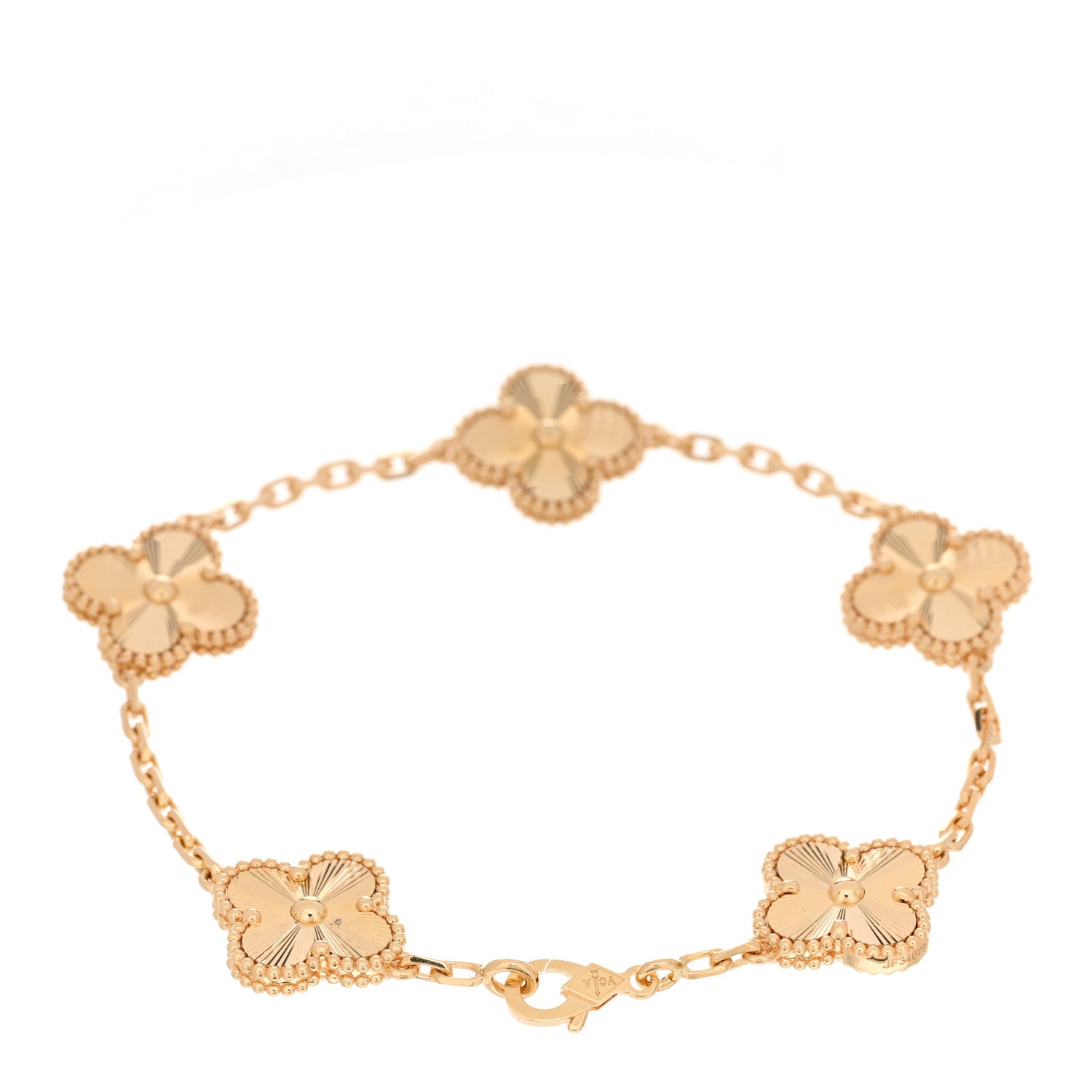 Van Cleef & Arpels 18K Yellow Gold 5 Motifs Guilloche Vintage Alhambra Bracelet 2 of 3