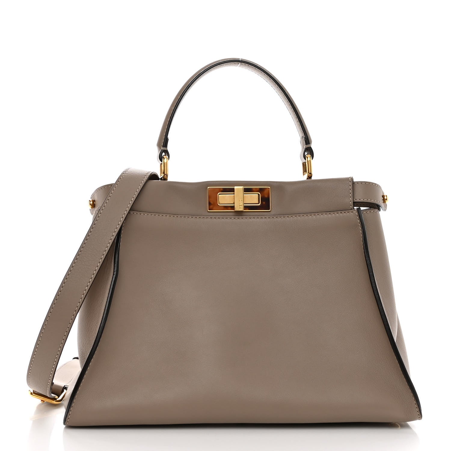 Fendi Vitello Seta Plexiglass Tortoise Medium Peekaboo Iconic Satchel Tortora 1 of 9