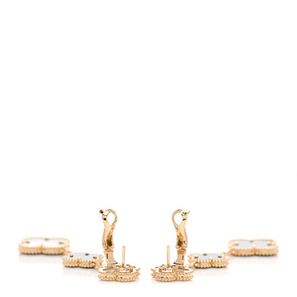 Van Cleef & Arpels 18K Yellow Gold Mother of Pearl Black Onyx 3 Motifs Magic Alhambra Earrings 3 of 5