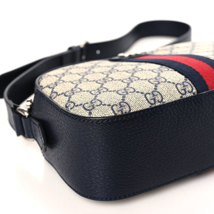 Gucci GG Supreme Monogram Textured Dollar Calfskin Web Small Ophidia Camera Bag Beige Blue 8 of 9