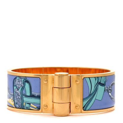Hermes Enamel Printed Charniere Wide Hinged Bracelet S 1 of 11