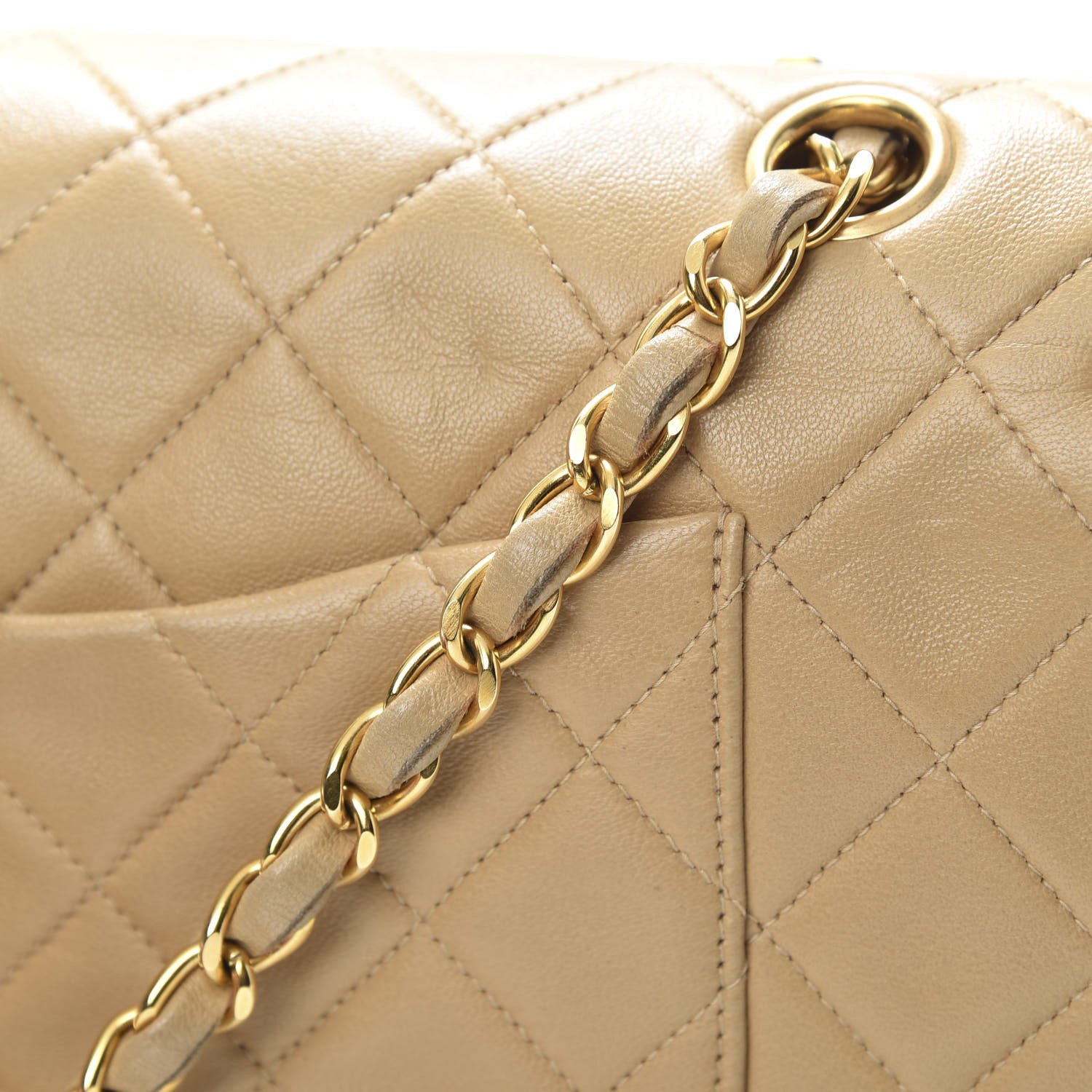 Chanel Lambskin Quilted Medium Double Flap Beige 17 of 18