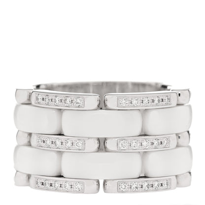 Chanel 18k White Gold Diamond Ceramic Large Ultra Ring 50 5.5 White 1 of 7