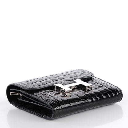 Hermes Shiny Alligator Constance Short Wallet Black 4 of 14