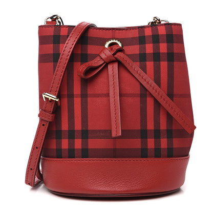 Burberry Overdyed Canvas Horseferry Check Baby Bucket Bag Parade Red 1 of 7