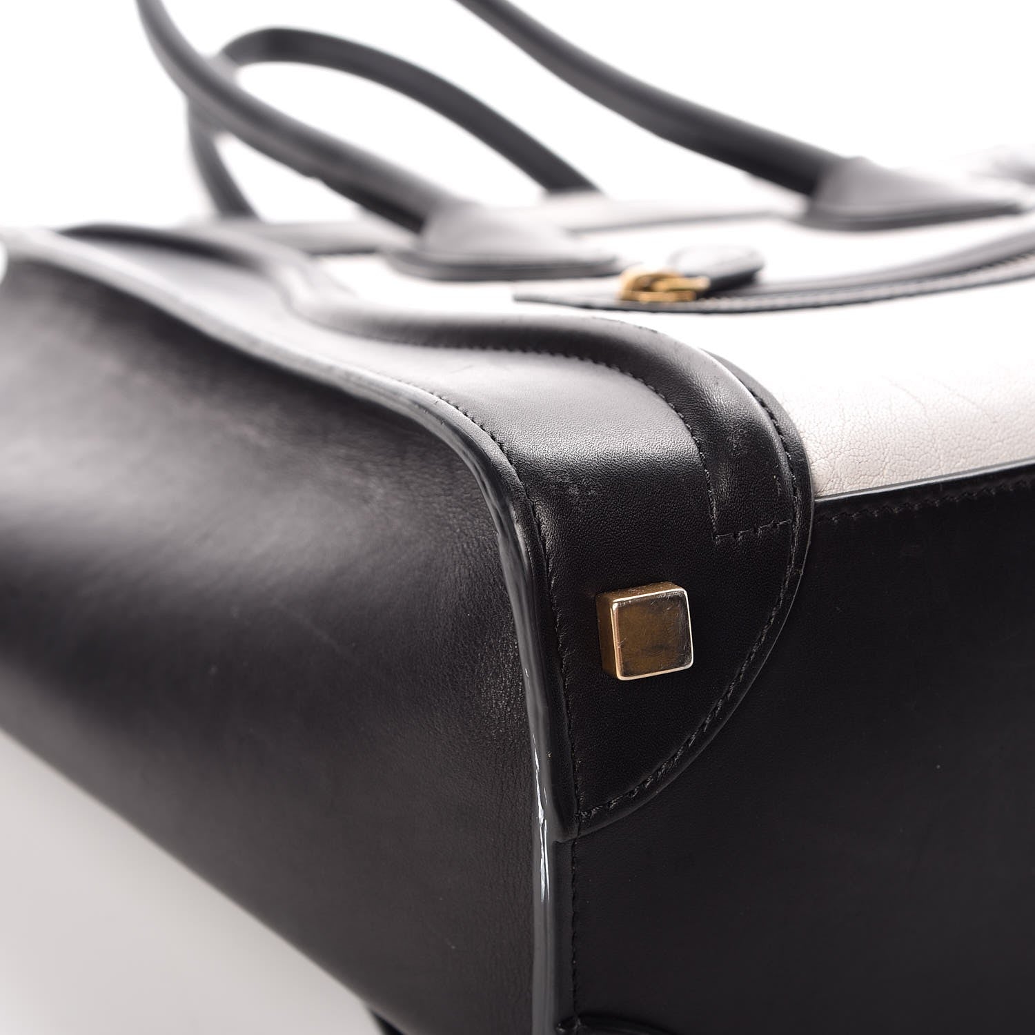 Celine Shrunken Lambskin Micro Bi-Color Luggage Black White 15 of 24