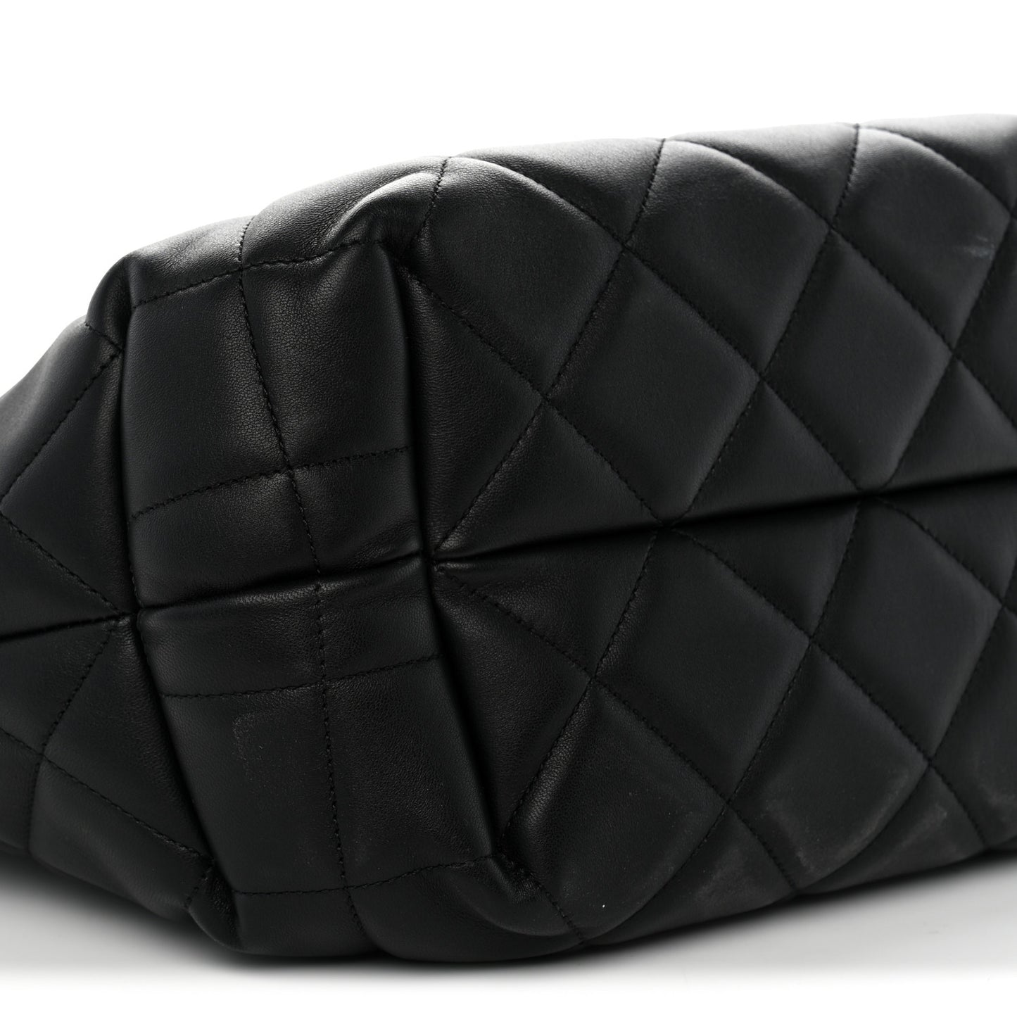 Lambskin Quilted CC Dweller Drawstring Tote Black