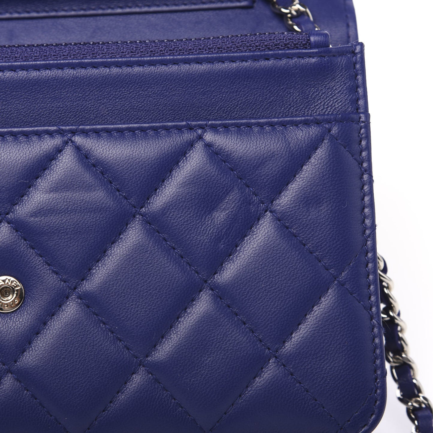Lambskin Quilted Wallet On Chain WOC Purple