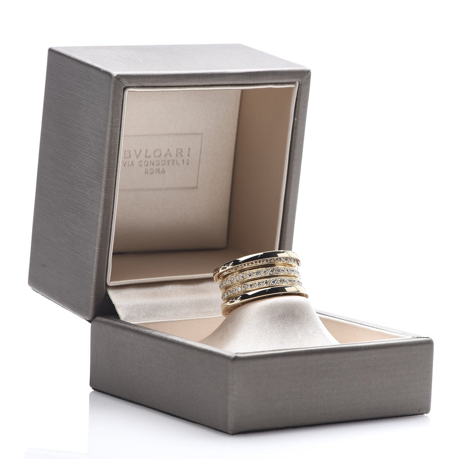 Bulgari 18K Yellow Gold Diamond B.Zero1 Four-Band Pave Ring 50 5.25 5 of 5