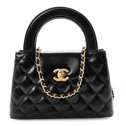 Chanel Shiny Aged Calfskin Quilted Nano Kelly Shopper Black 1 of 10