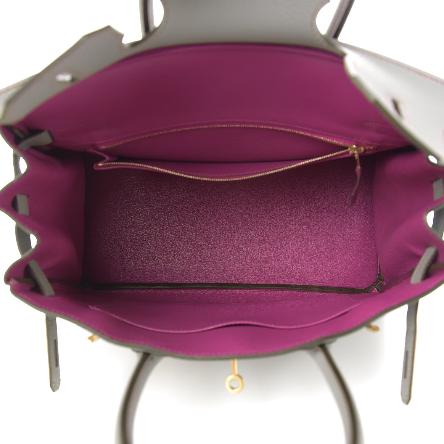 Hermes Togo Horseshoe Birkin 30 Gris Mouette Rose Pourpre 5 of 11