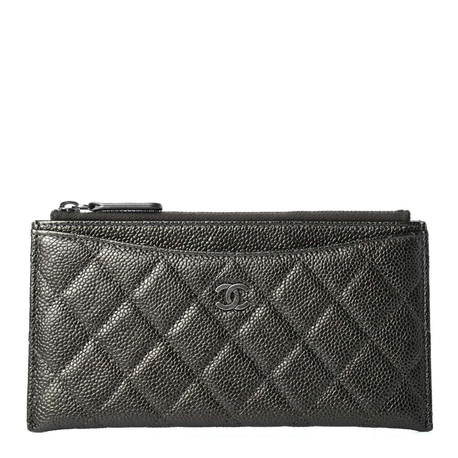 Chanel Caviar Quilted Classic Zip Pouch Dark Green 1 of 7