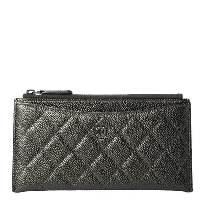 Chanel Caviar Quilted Classic Zip Pouch Dark Green 1 of 7