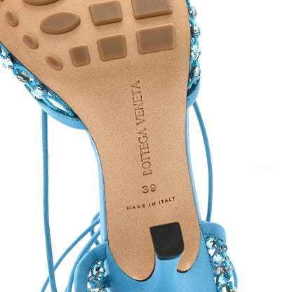 Bottega Veneta Mesh Nappa Crystal Embellished Sparkle Stretch Ankle Tie 90mm Sandals 39 Pool 8 of 11