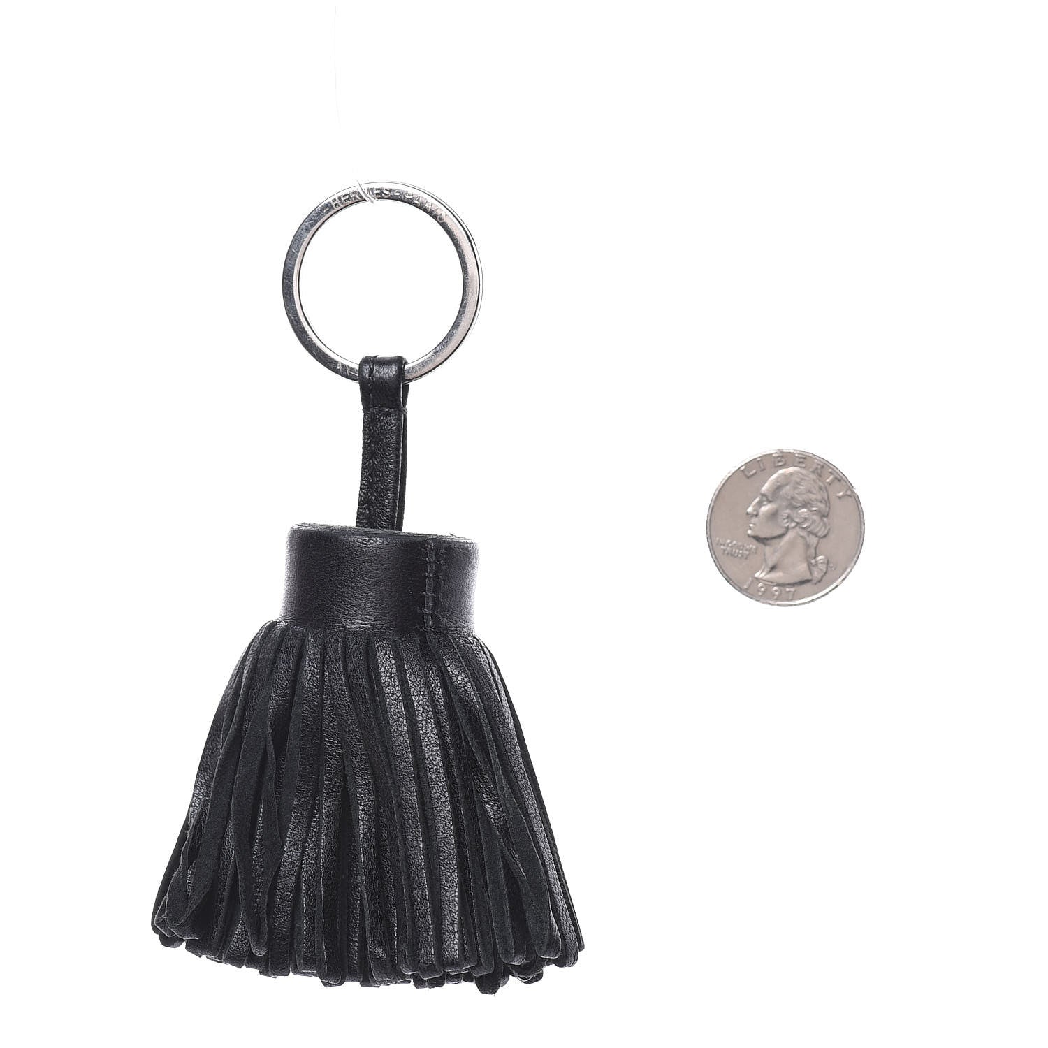 Hermes Lambskin Carmen Tassel Key Holder Black 2 of 4